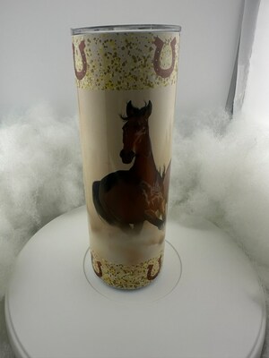 Three Horse 20oz Tall Skinny Steel Tumbler with lid and metal straw - image3